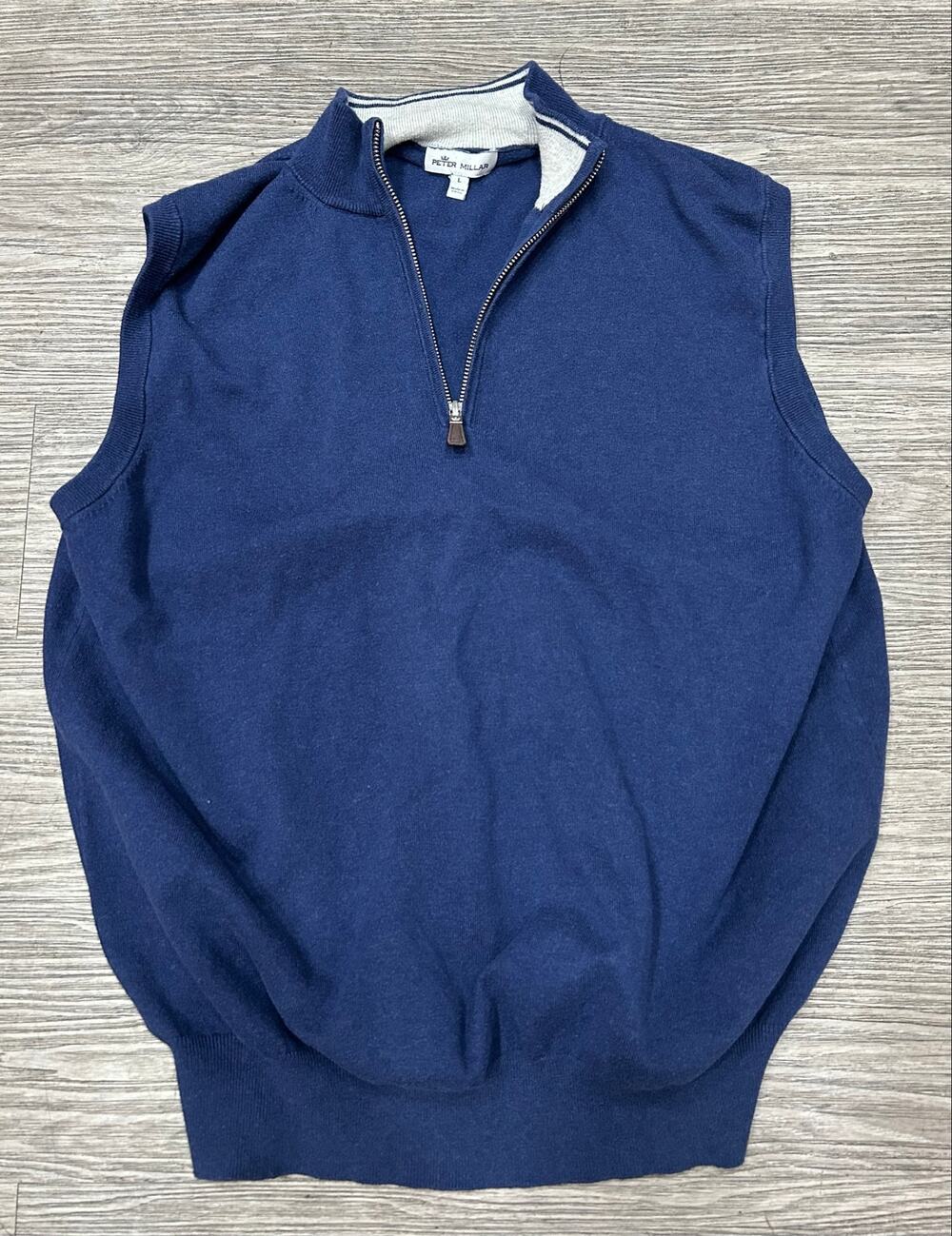 Peter Millar Cashmere Silk Blend 1/4 Zip Pullover Sweater Vest Blue Men's Large